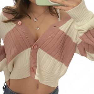 Ardene Pink and Cream Cardigan